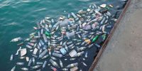bottiglie di plastica in mare