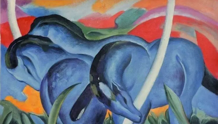 Franz Marc (18801916) Die grossen blauen Pferde (The Large Blue Horses) 1911 105.7 cm × 181.1 cm Original im Walker Art Center, Minneapolis, Minnesota (USA)