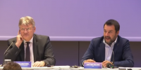 Salvini e Meuthen alla conferenza di Milano Screenshot da YouTube