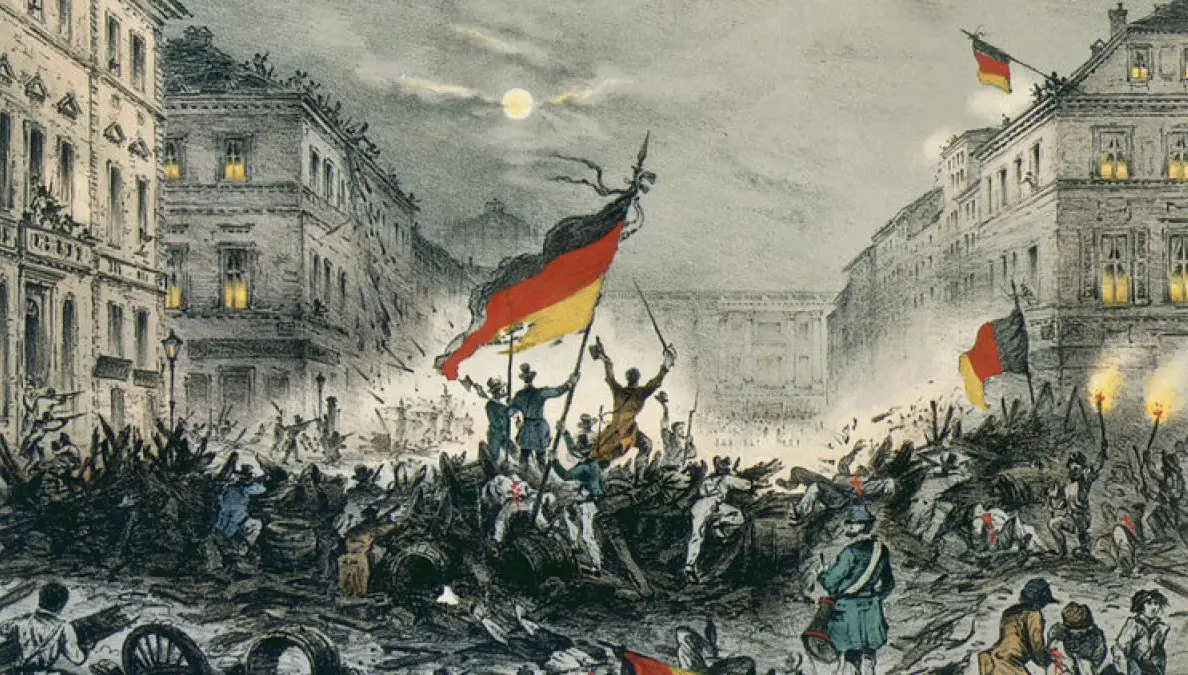 Revolutionaries in Berlin (March 1848), Public Domain