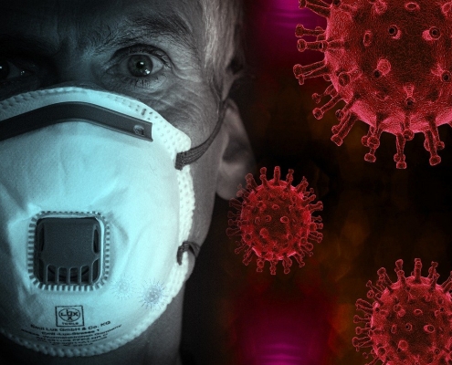 Pixabay CC0 https://pixabay.com/it/photos/coronavirus-maschera-infezione-4957673/