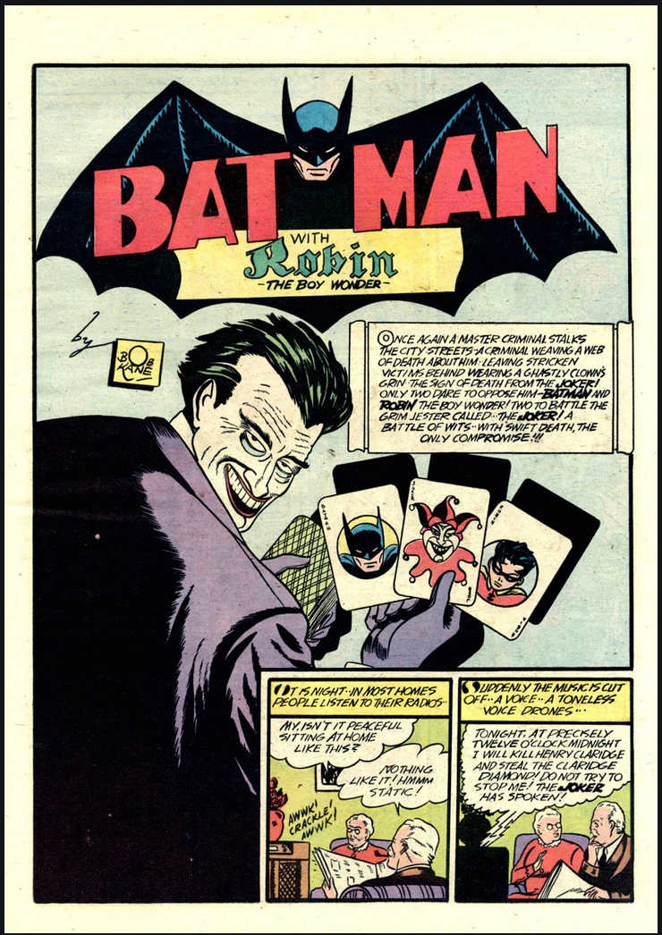 Prima apparizione di Joker nei fumetti di Batman (1940)