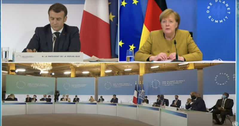 Angela Merkel al One Planet Summit, screenshot da Youtube, https://www.youtube.com/watch?v=RMQInK3clIU