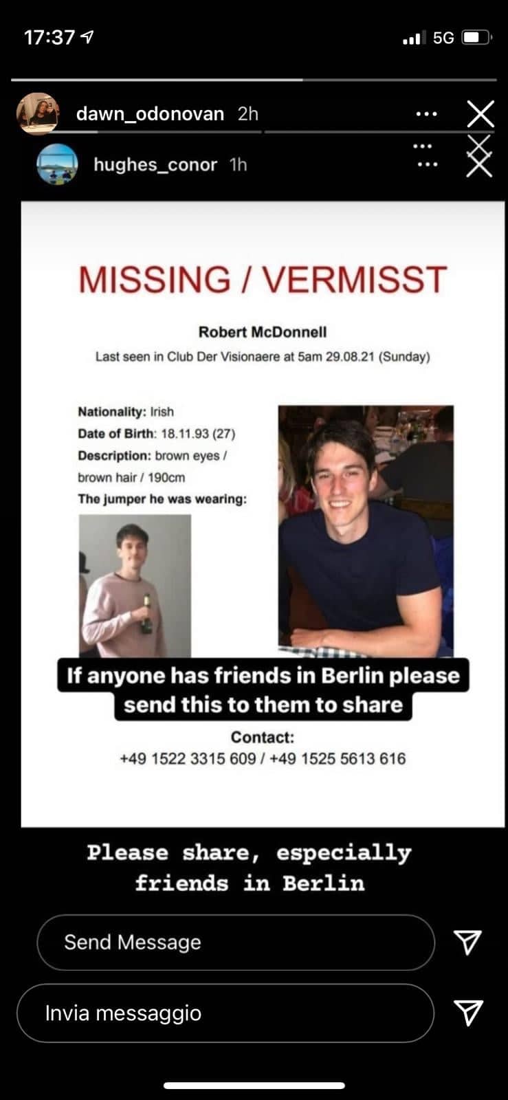 Robert McDonell, il ragazzo scomparso