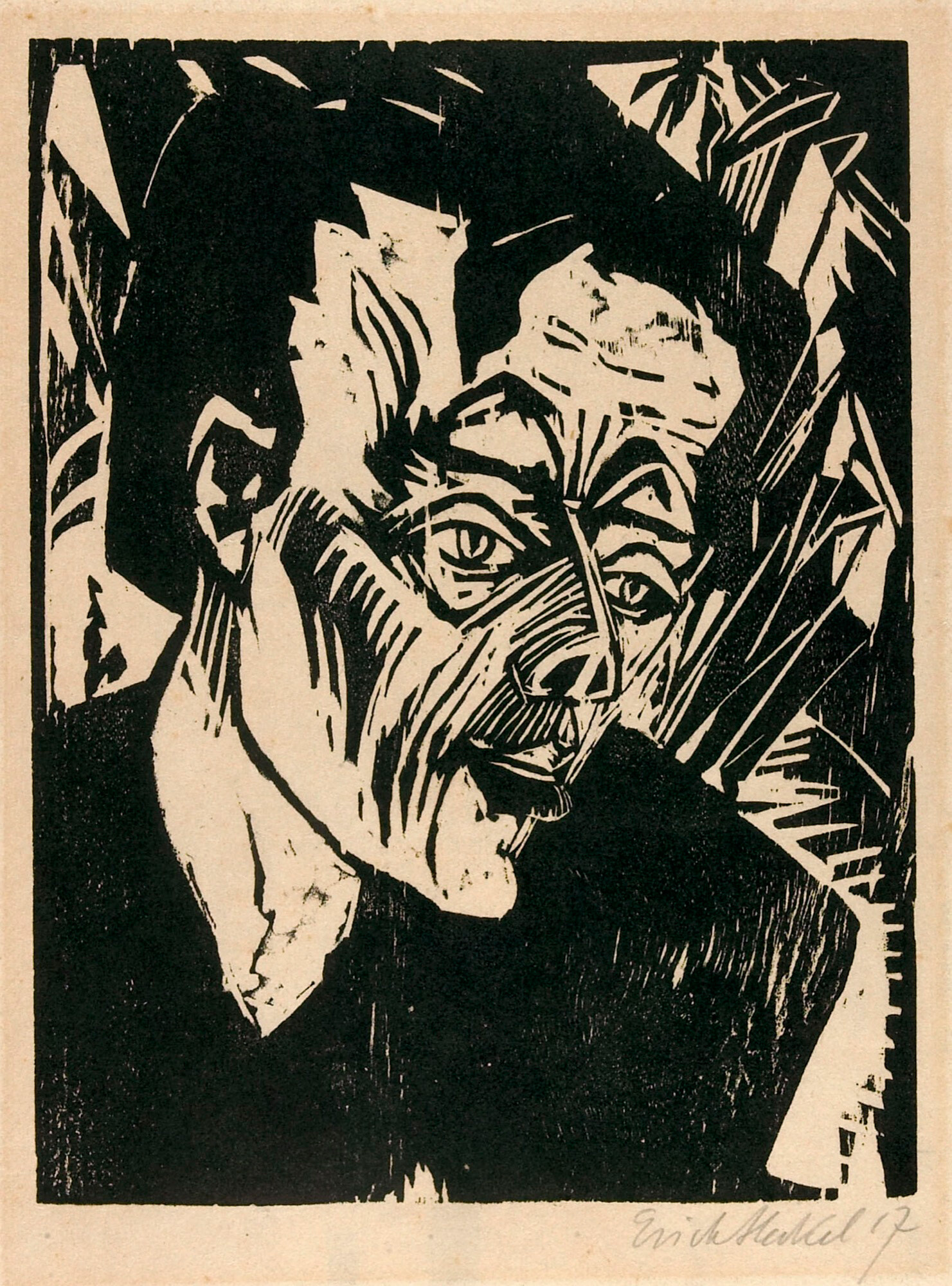 La xilografia Roquairol (1917) di Erich Heckel fonte di ispirazione per la copertina di 'Heroes' oggi conservata al Metropolitan Museum of Art di New York