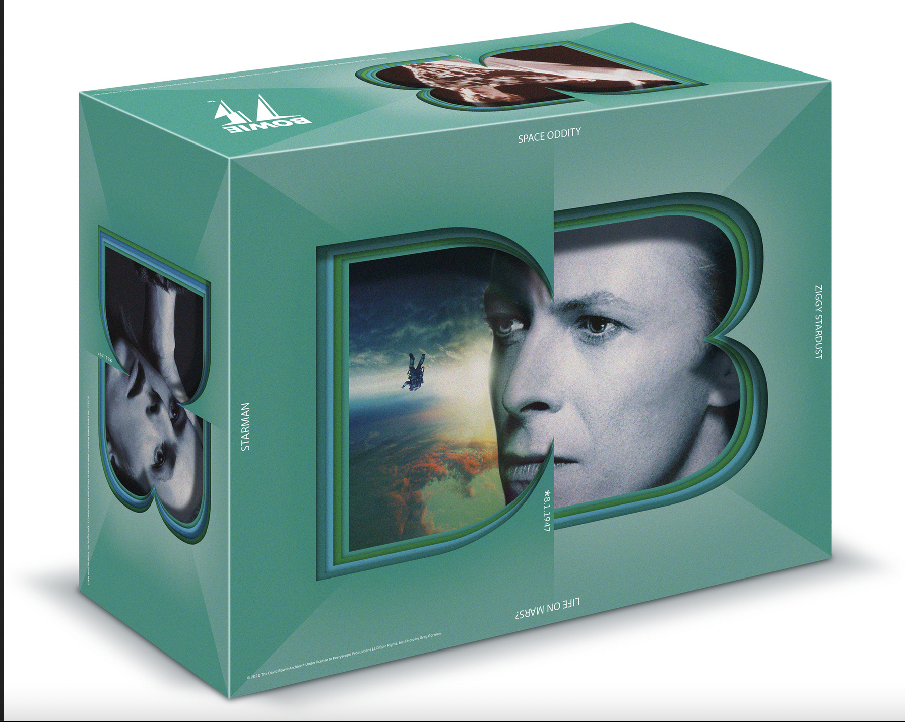 Il cofanetto con i francobolli "David Bowie e lo Spazio" ©Deutsche Post ©Bundesministerium der Finanzen