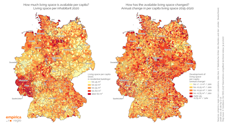 Analisi spazio abitativo nei comuni in Germania, foto di Empirica Regio, CC- by-2.0, https://www.empirica-regio.de/en/blog/220209_living_space/