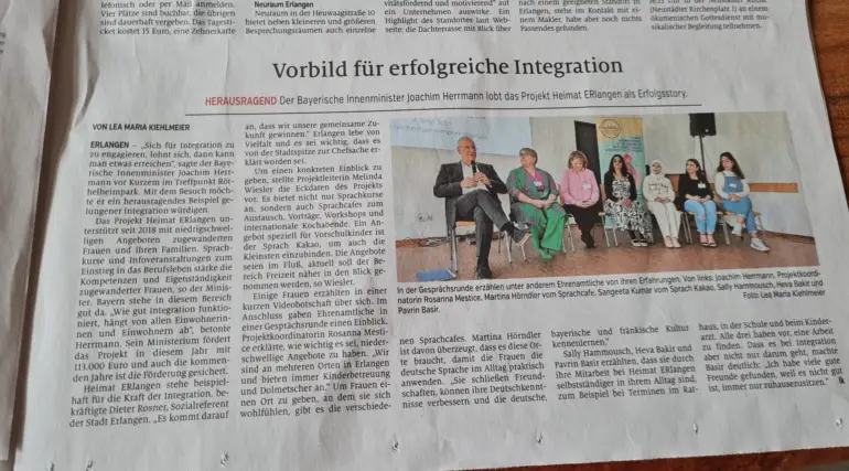 Il ministro degli Esteri Joachimm Herrmann elogia il progetto Heimat ERlangen